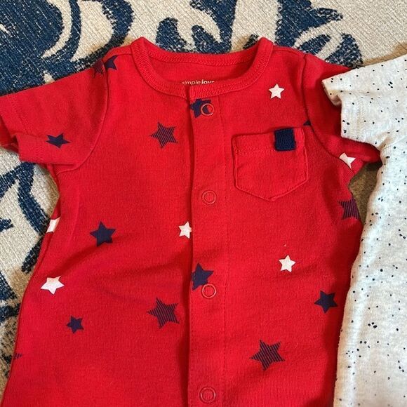 NWOT Set of 3 Simple Joys by Carter's Baby Boys' Snap-Up Rompers Newborn - Picture 3 of 5